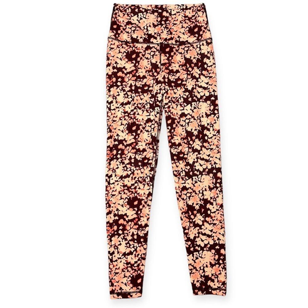 Aerie Play Move Floral Leggings Pink Maroon High Rise Active Gym Athleisure XS